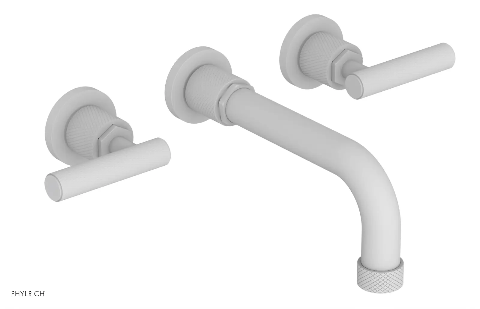 Phylrich Dustrie Knurled 7 5/8" Spout Wall Lavatory Set with Lever Handle by Phylrich