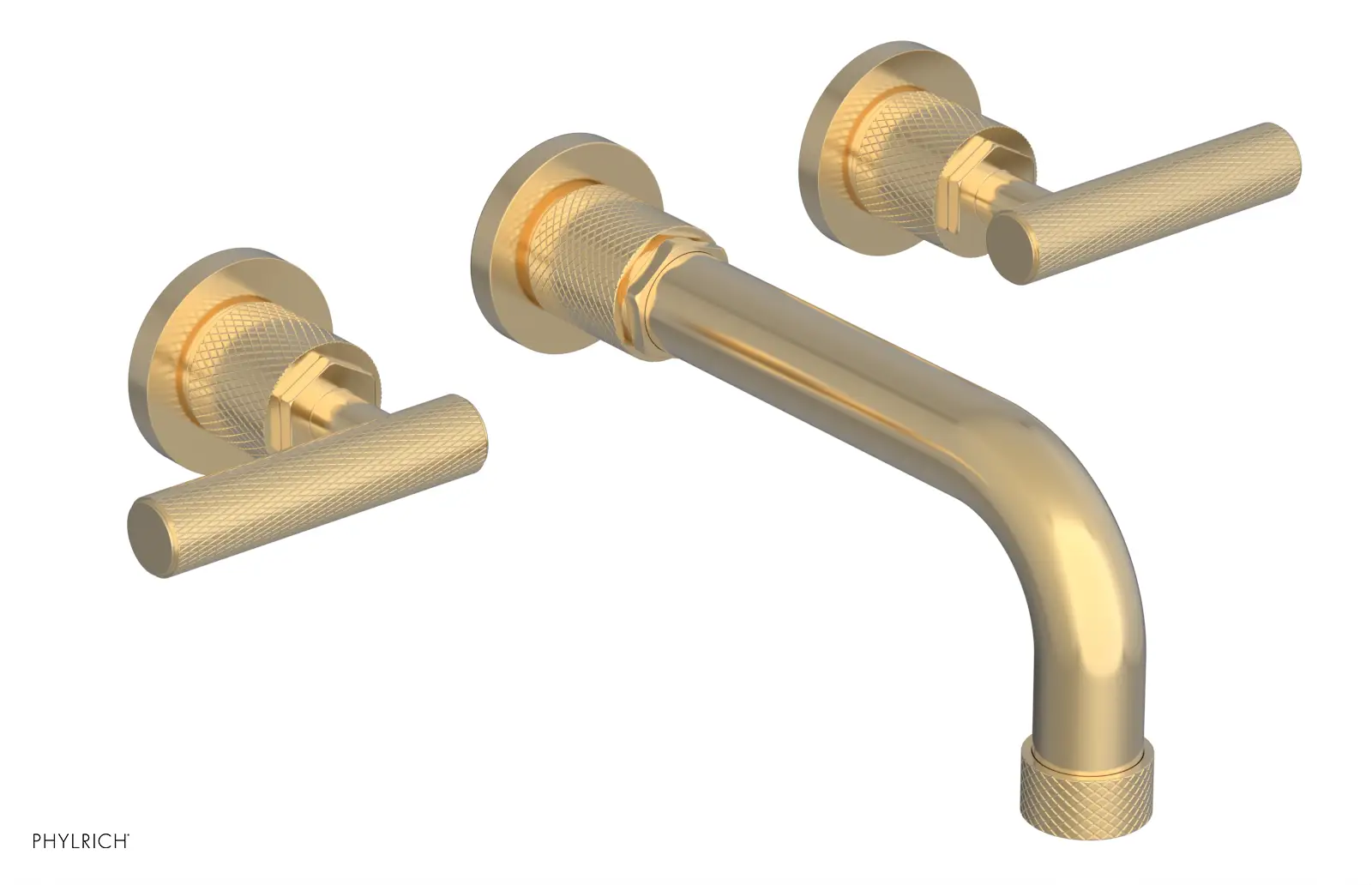 Phylrich Dustrie Knurled 7 5/8" Spout Wall Tub Set with Lever Handles by Phylrich