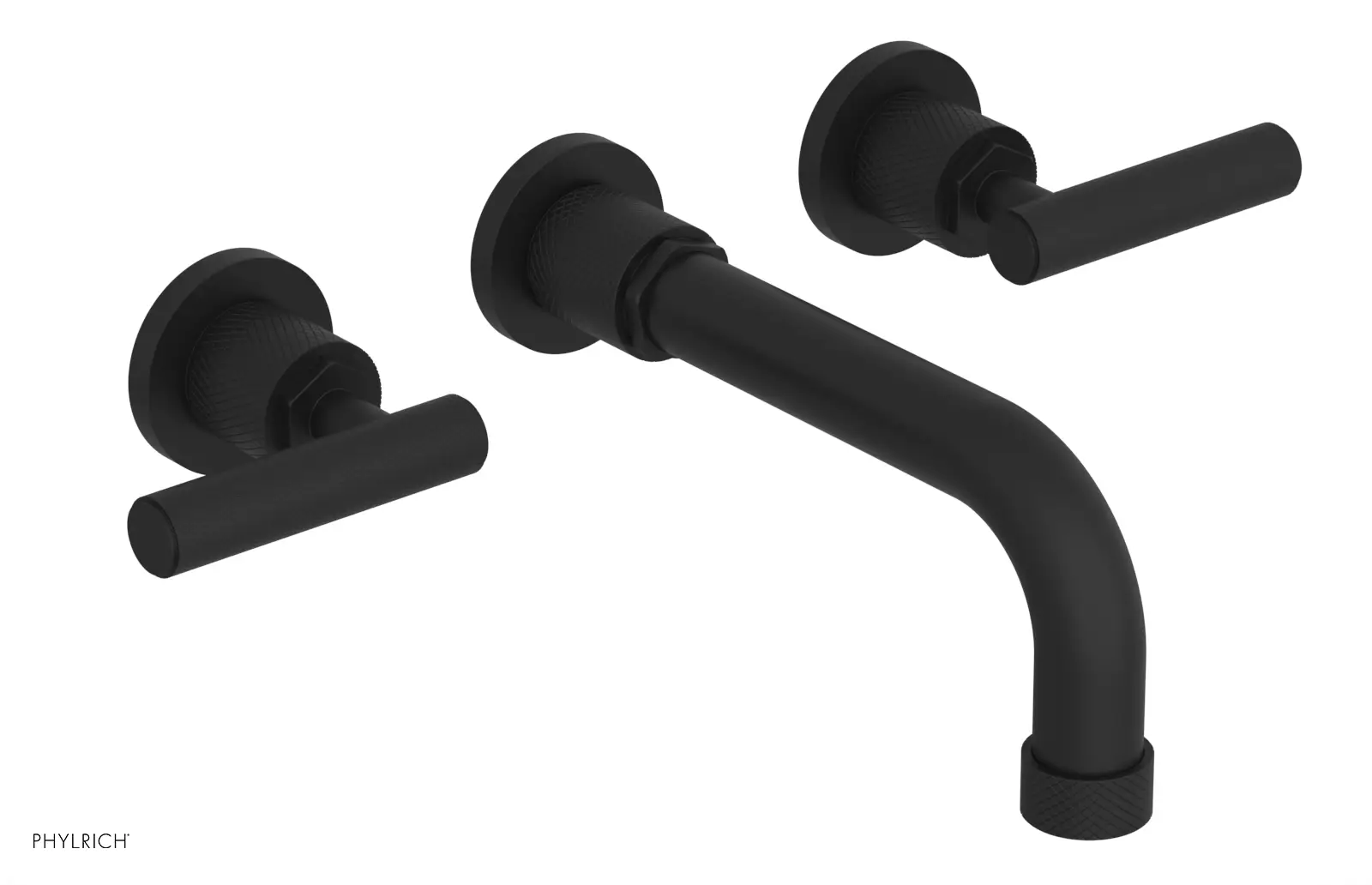 Phylrich Dustrie Knurled 7 5/8" Spout Wall Lavatory Set with Lever Handle by Phylrich