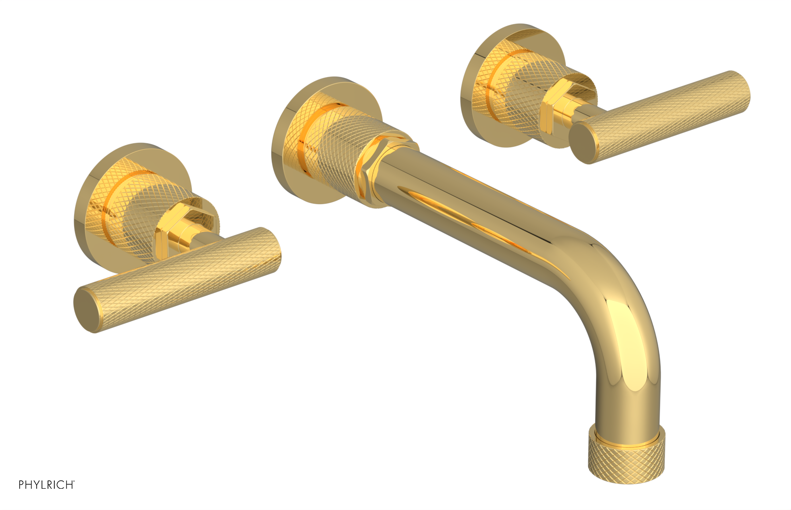 Phylrich Dustrie Knurled 7 5/8" Spout Wall Tub Set with Lever Handles