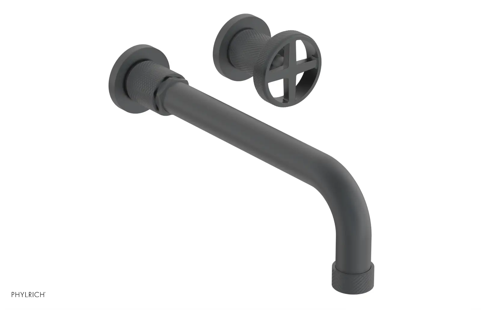 Phylrich Dustrie Knurled 10" Spout Single Handle Wall Lavatory Set by Phylrich