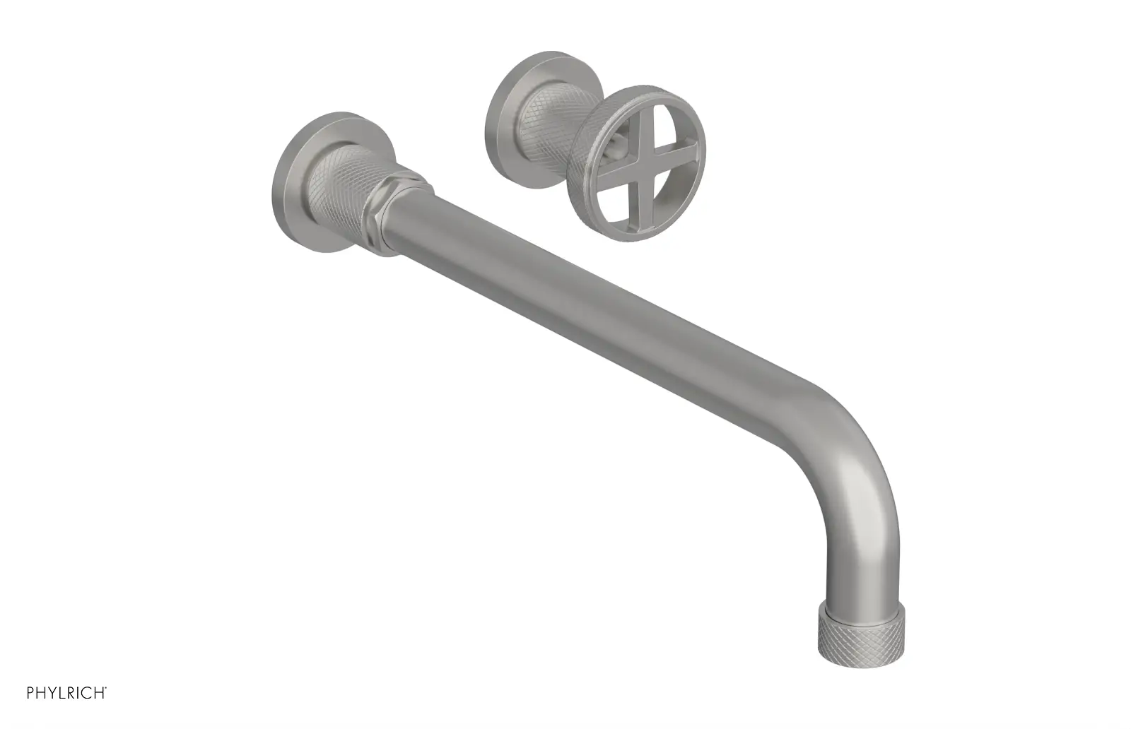 Phylrich Dustrie Knurled 12" Spout Single Handle Wall Lavatory Set by Phylrich
