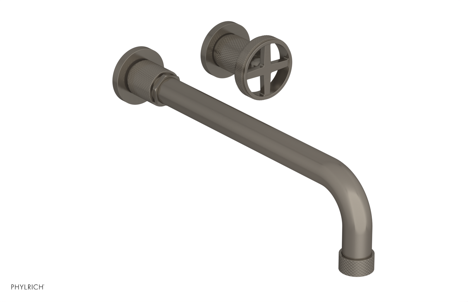 Phylrich Dustrie Knurled 12" Spout Single Handle Wall Lavatory Set