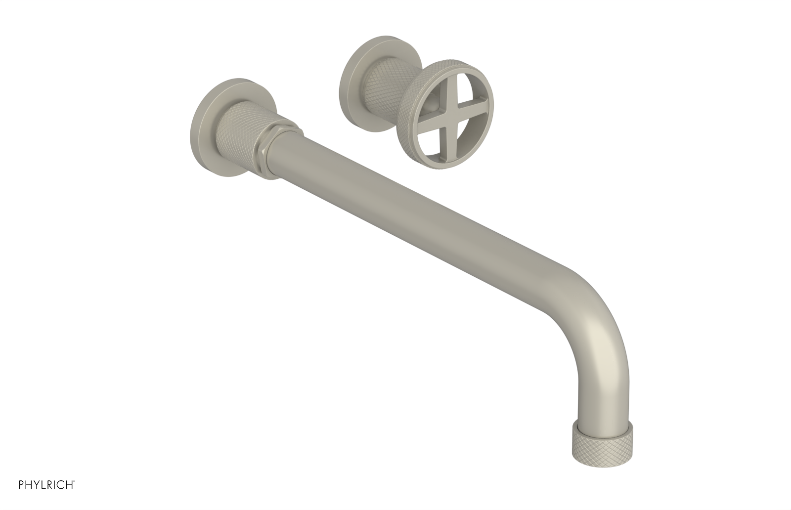 Phylrich Dustrie Knurled 12" Spout Single Handle Wall Lavatory Set