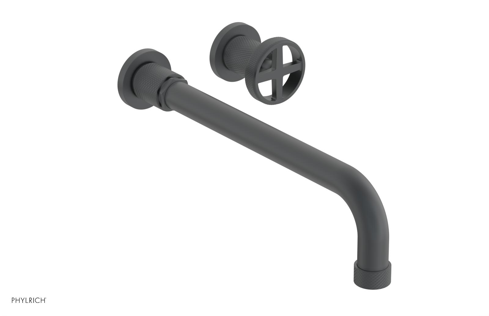 Phylrich Dustrie Knurled 12" Spout Single Handle Wall Lavatory Set