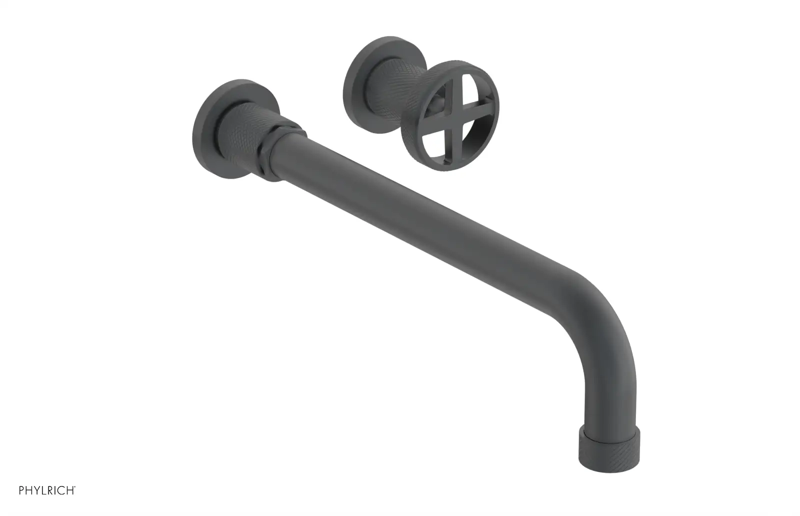 Phylrich Dustrie Knurled 12" Spout Single Handle Wall Lavatory Set by Phylrich