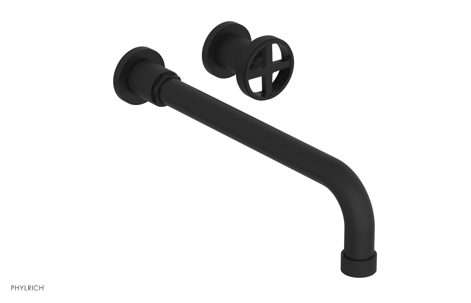 Phylrich Dustrie Knurled 12" Spout Single Handle Wall Lavatory Set