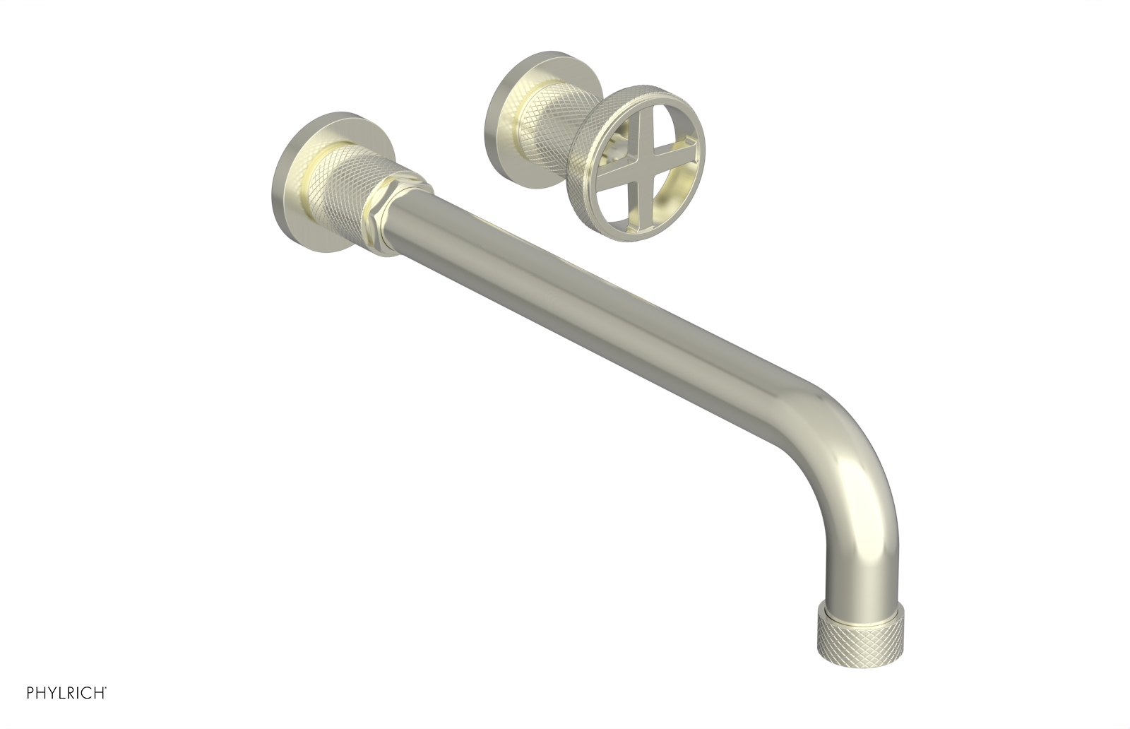 Phylrich Dustrie Knurled 12" Spout Single Handle Wall Lavatory Set