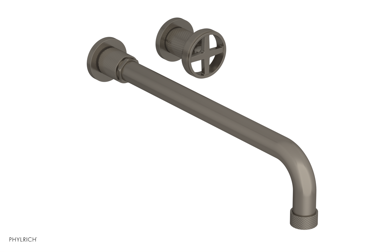 Phylrich Dustrie Knurled 14" Spout Single Handle Wall Lavatory Set