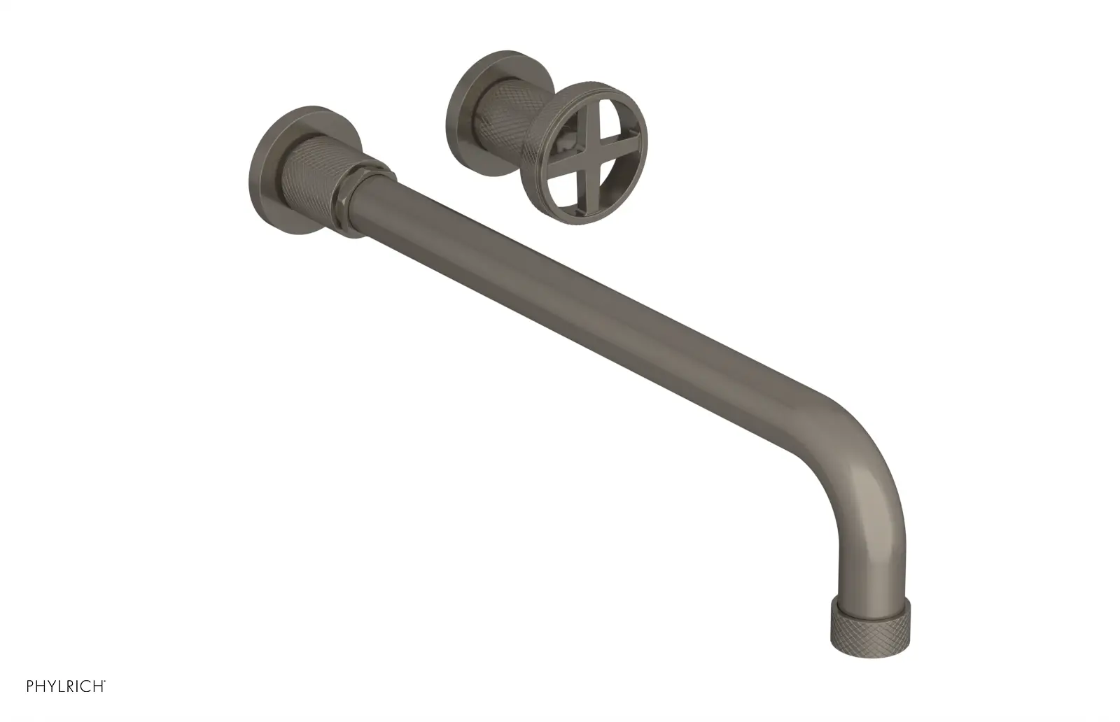 Phylrich Dustrie Knurled 14" Spout Single Handle Wall Lavatory Set by Phylrich