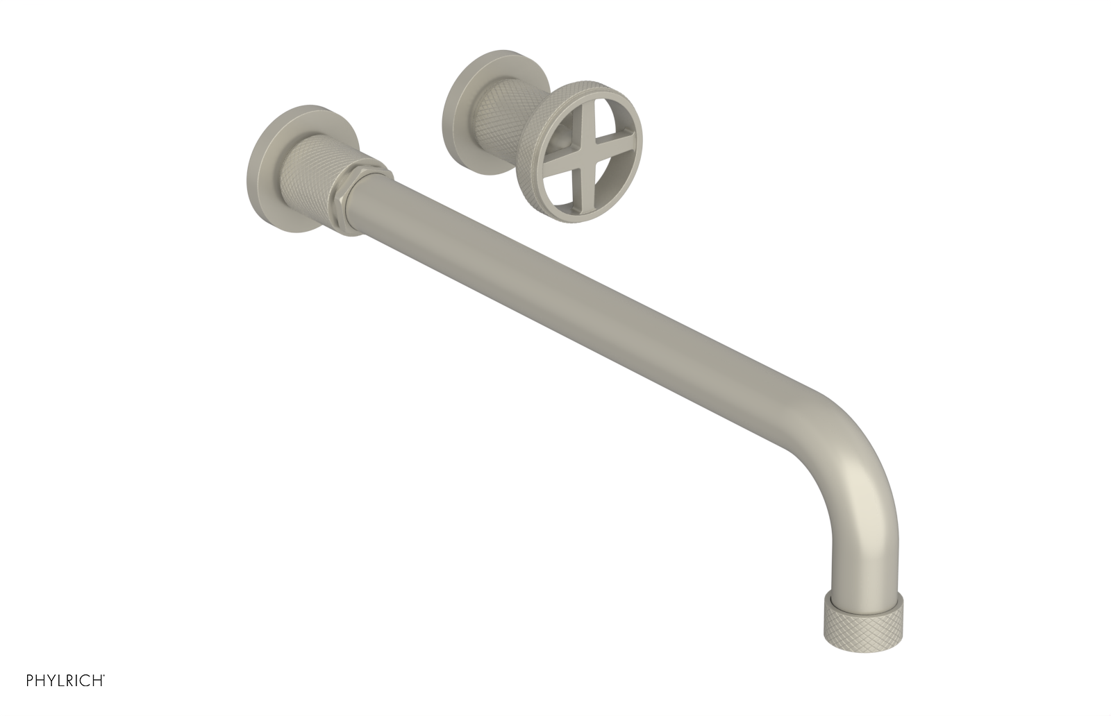 Phylrich Dustrie Knurled 14" Spout Single Handle Wall Lavatory Set