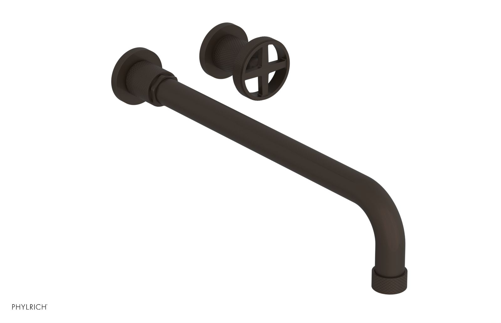 Phylrich Dustrie Knurled 14" Spout Single Handle Wall Lavatory Set