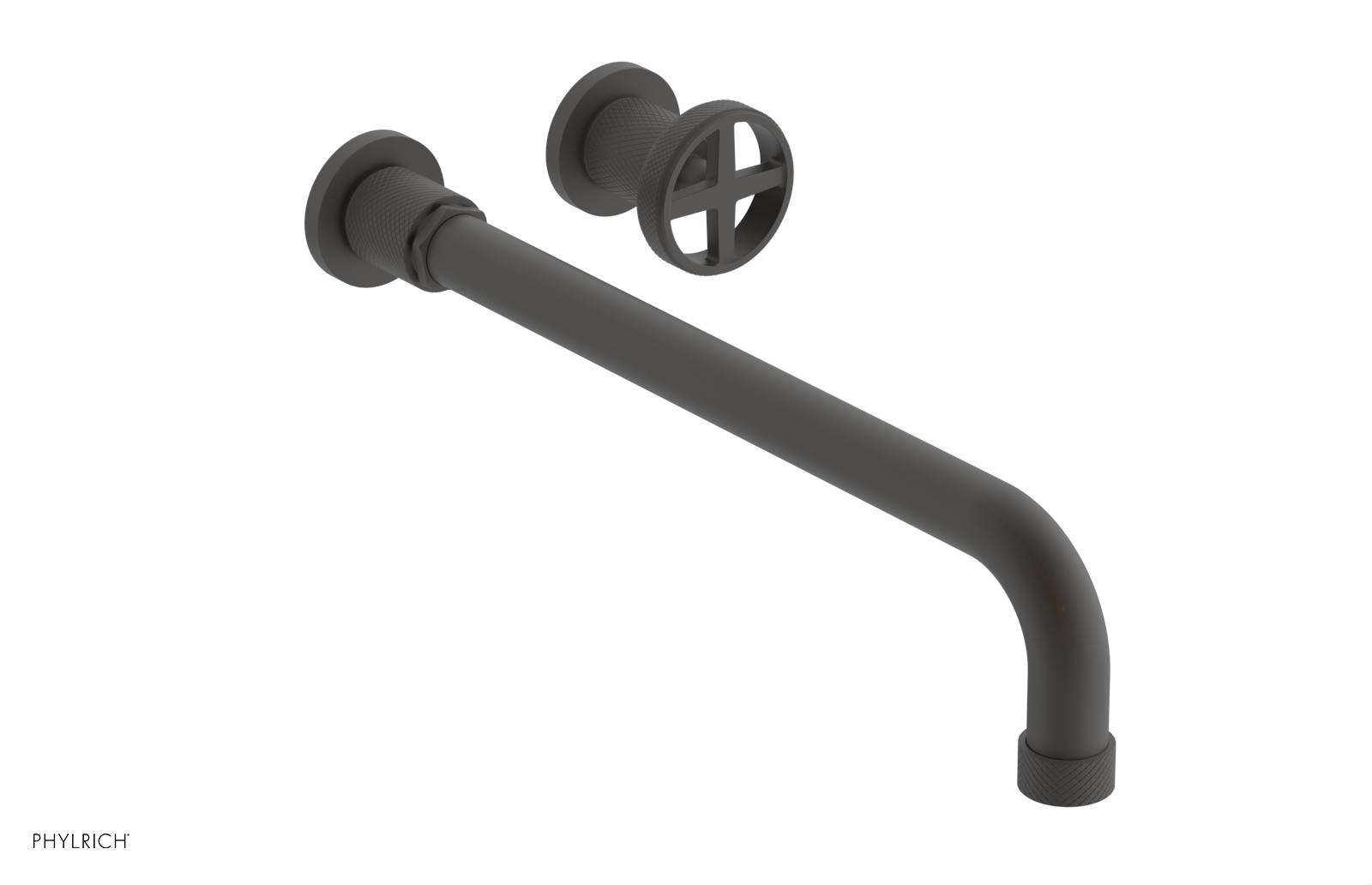 Phylrich Dustrie Knurled 14" Spout Single Handle Wall Lavatory Set