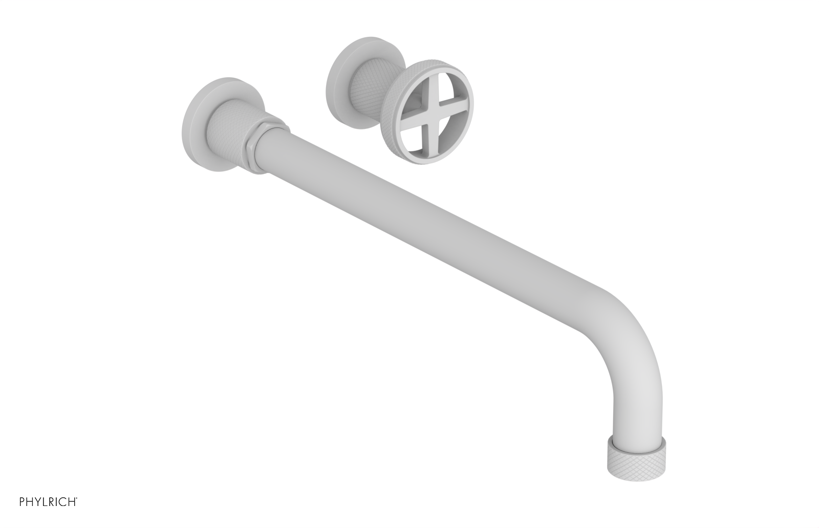 Phylrich Dustrie Knurled 14" Spout Single Handle Wall Lavatory Set