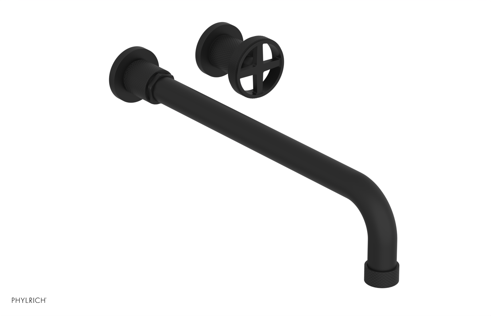 Phylrich Dustrie Knurled 14" Spout Single Handle Wall Lavatory Set