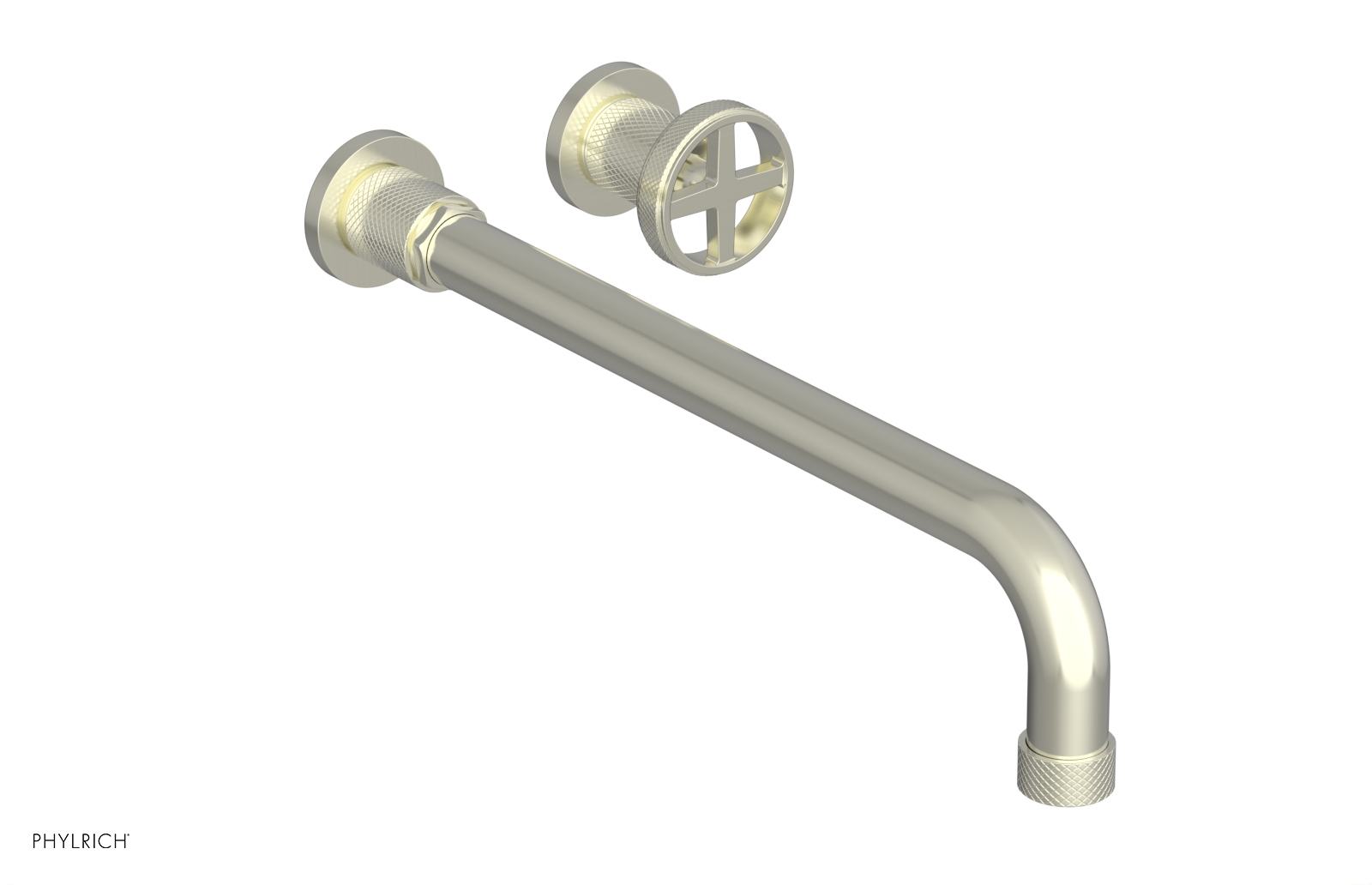 Phylrich Dustrie Knurled 14" Spout Single Handle Wall Lavatory Set