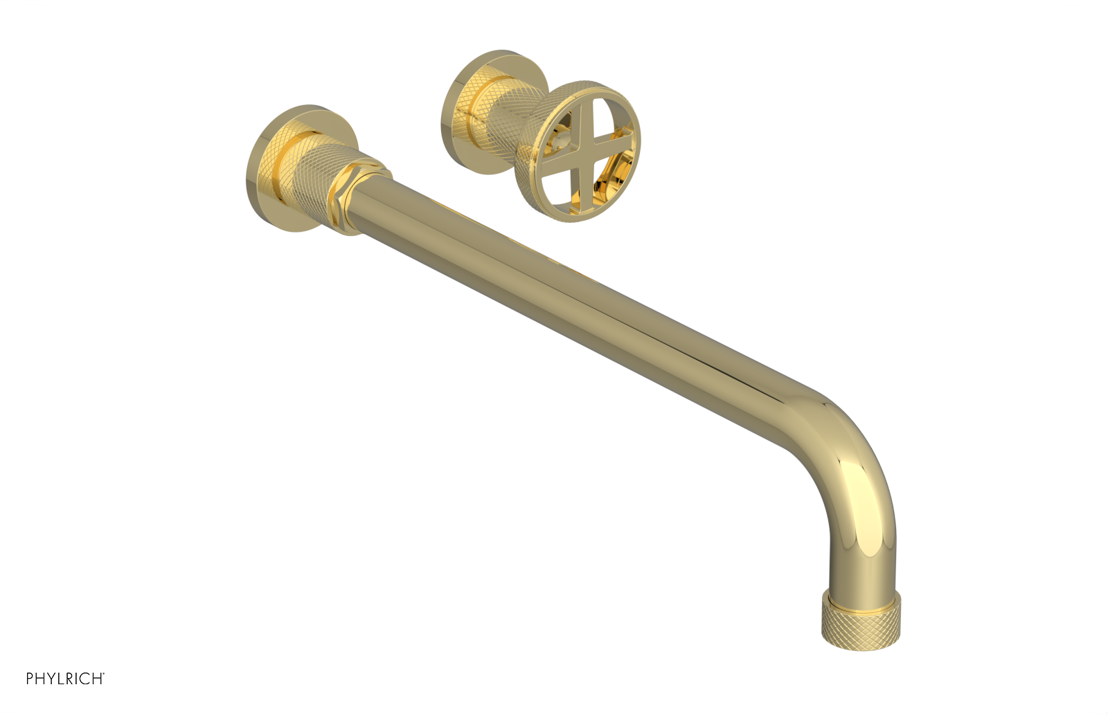 Phylrich Dustrie Knurled 14" Spout Single Handle Wall Lavatory Set