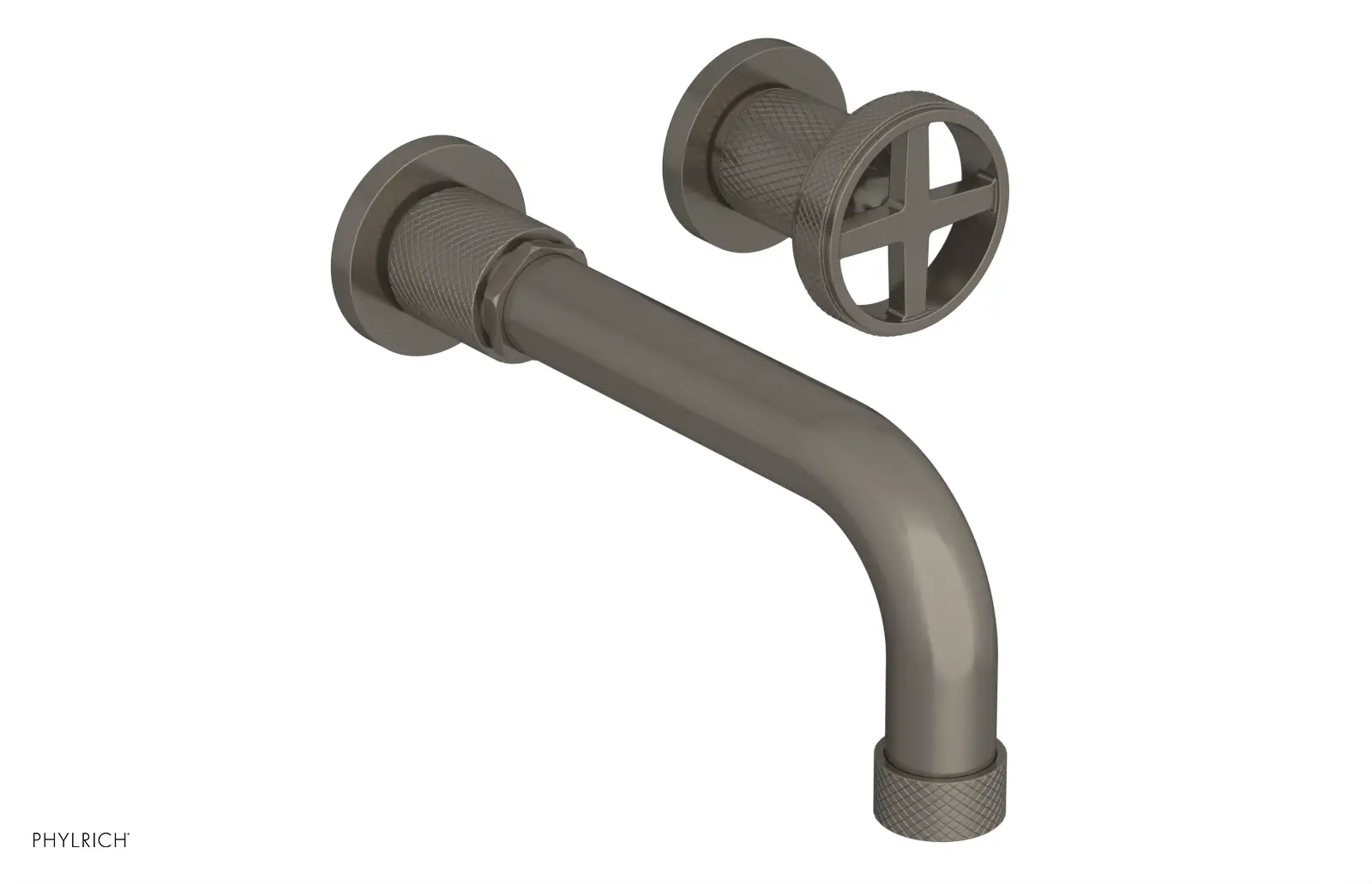 Phylrich Dustrie Knurled 7 5/8" Spout Single Handle Wall Lavatory Set by Phylrich