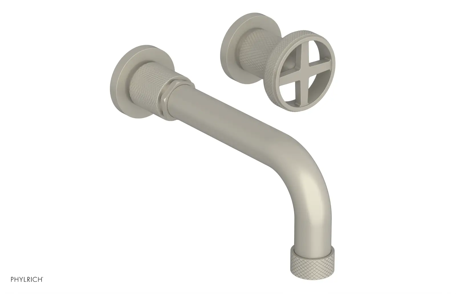 Phylrich Dustrie Knurled 7 5/8" Spout Single Handle Wall Lavatory Set by Phylrich