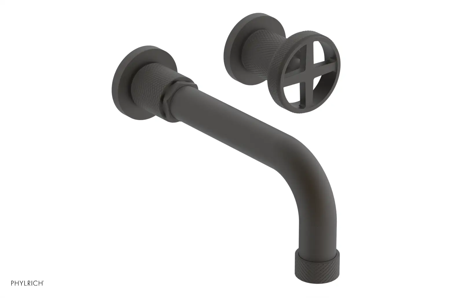 Phylrich Dustrie Knurled 7 5/8" Spout Single Handle Wall Lavatory Set by Phylrich