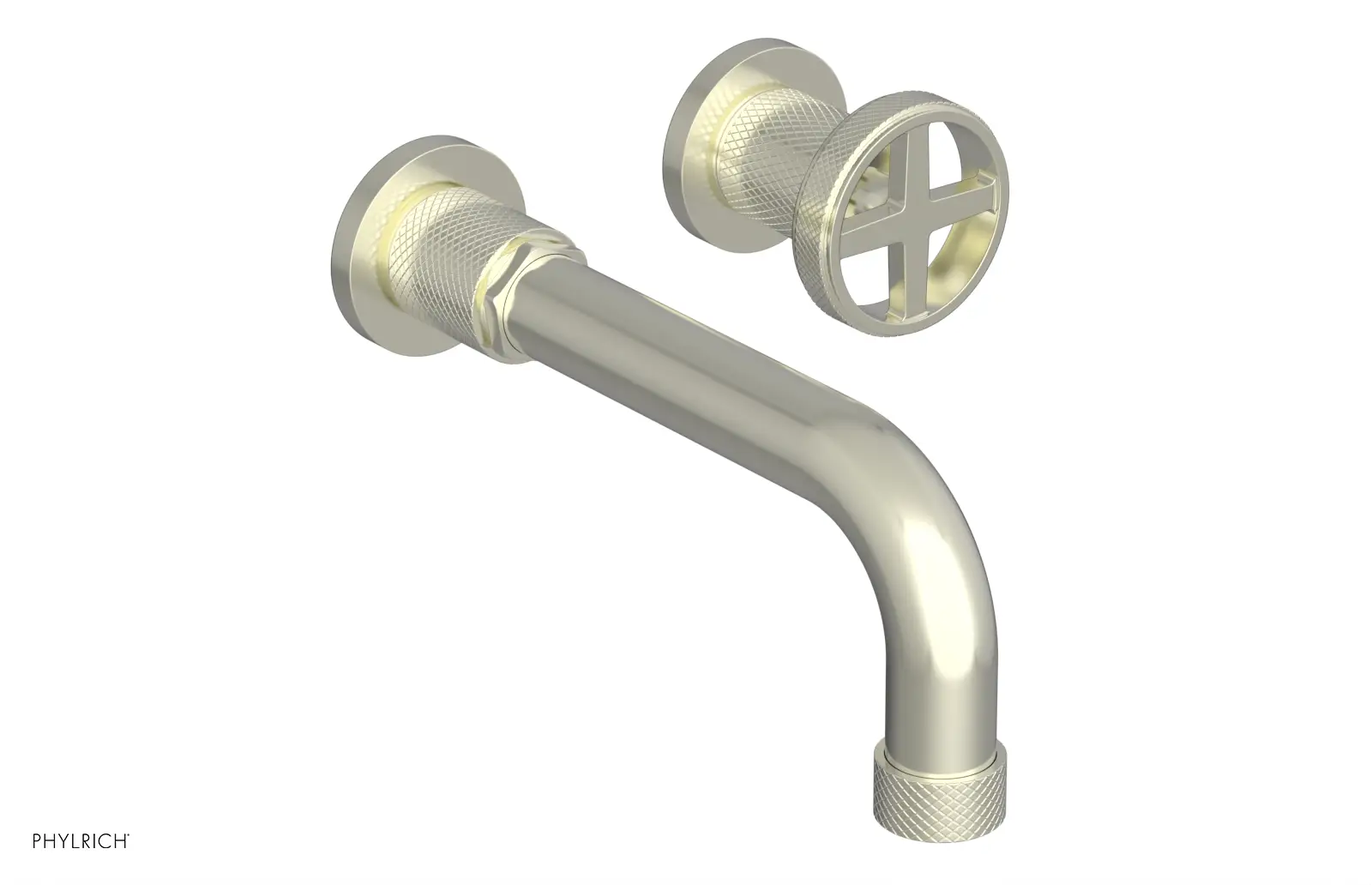 Phylrich Dustrie Knurled 7 5/8" Spout Single Handle Wall Lavatory Set by Phylrich