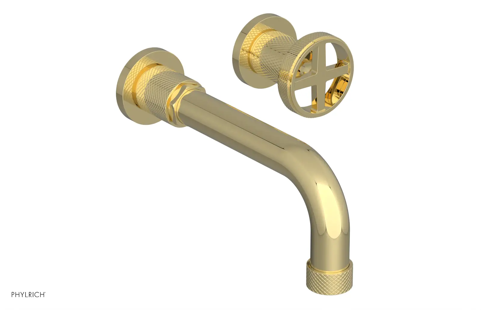 Phylrich Dustrie Knurled 7 5/8" Spout Single Handle Wall Lavatory Set by Phylrich