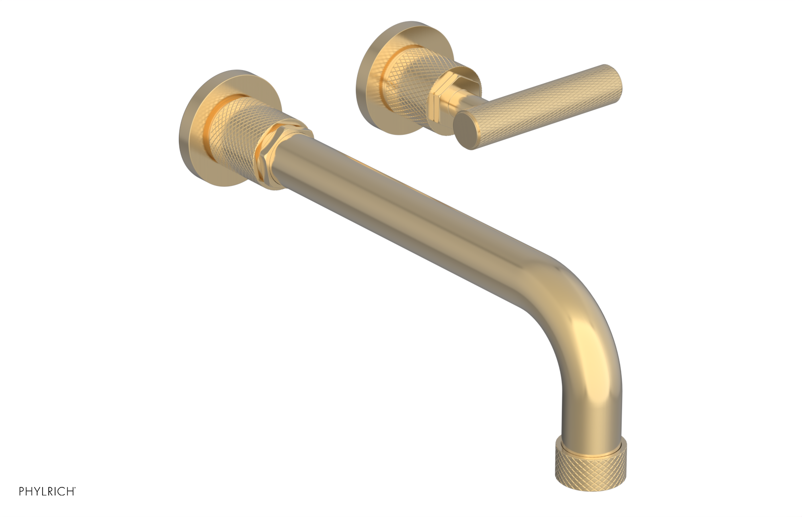 Phylrich Dustrie Knurled 10" Spout Single Handle Wall Lavatory Set