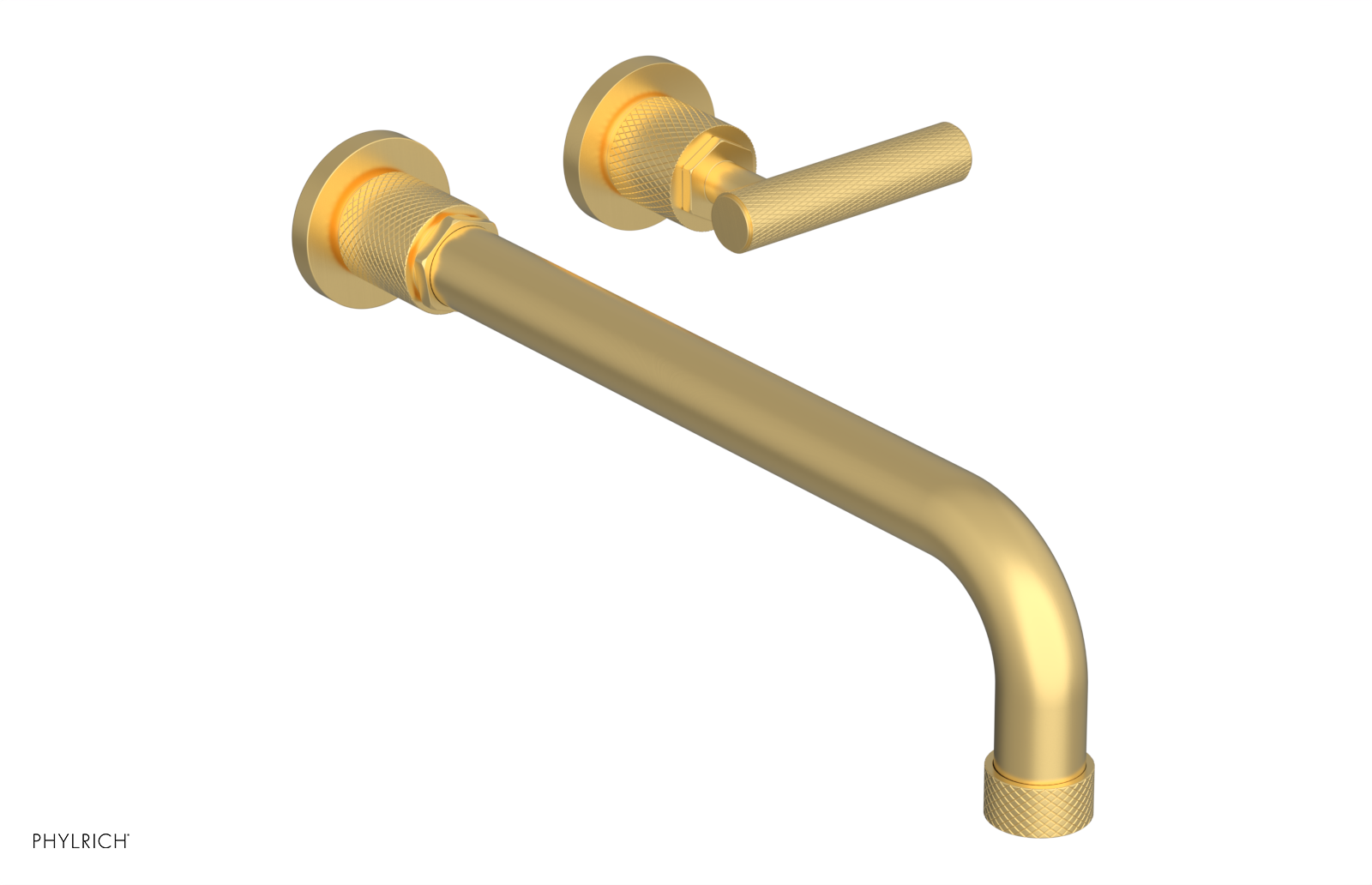 Phylrich Dustrie Knurled 12" Spout Single Handle Wall Lavatory Set by Phylrich