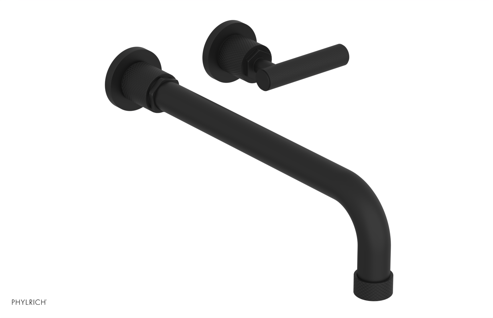Phylrich Dustrie Knurled 12" Spout Single Handle Wall Lavatory Set by Phylrich
