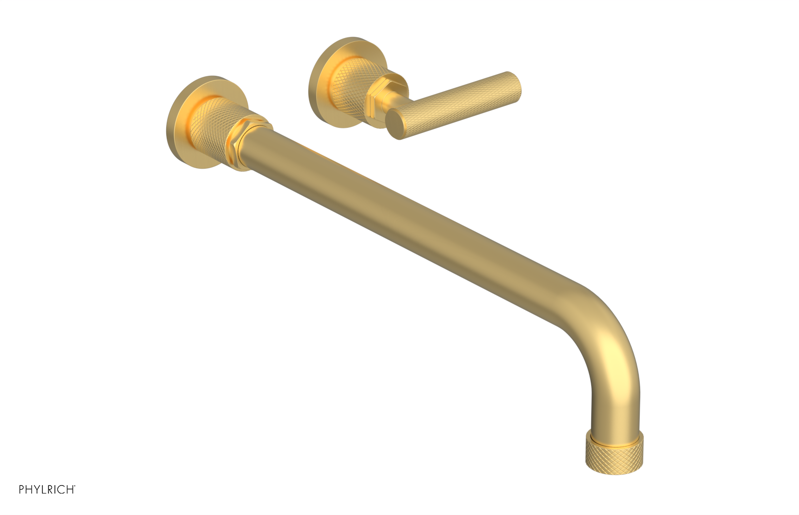 Phylrich Dustrie Knurled 14" Spout Single Handle Wall Lavatory Set by Phylrich