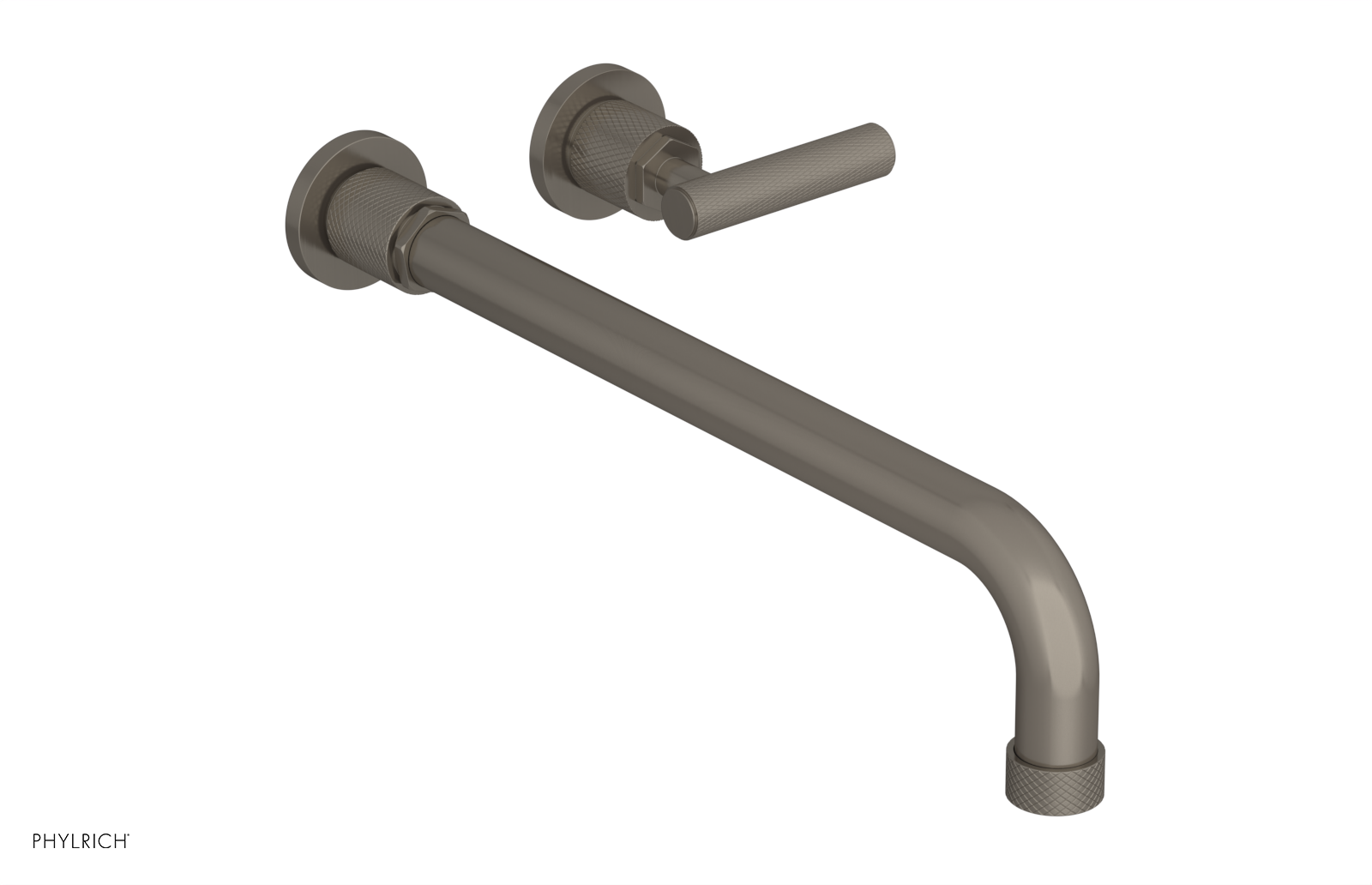 Phylrich Dustrie Knurled 14" Spout Single Handle Wall Lavatory Set by Phylrich