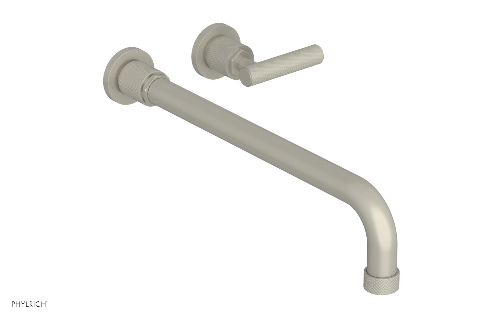 Phylrich Dustrie Knurled 14" Spout Single Handle Wall Lavatory Set by Phylrich