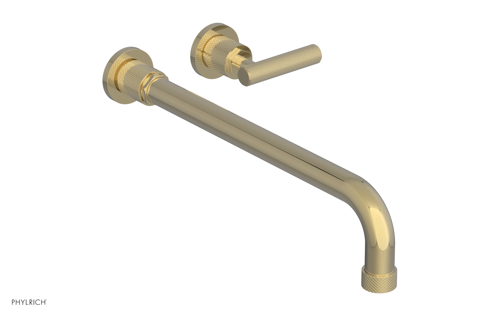 Phylrich Dustrie Knurled 14" Spout Single Handle Wall Lavatory Set by Phylrich