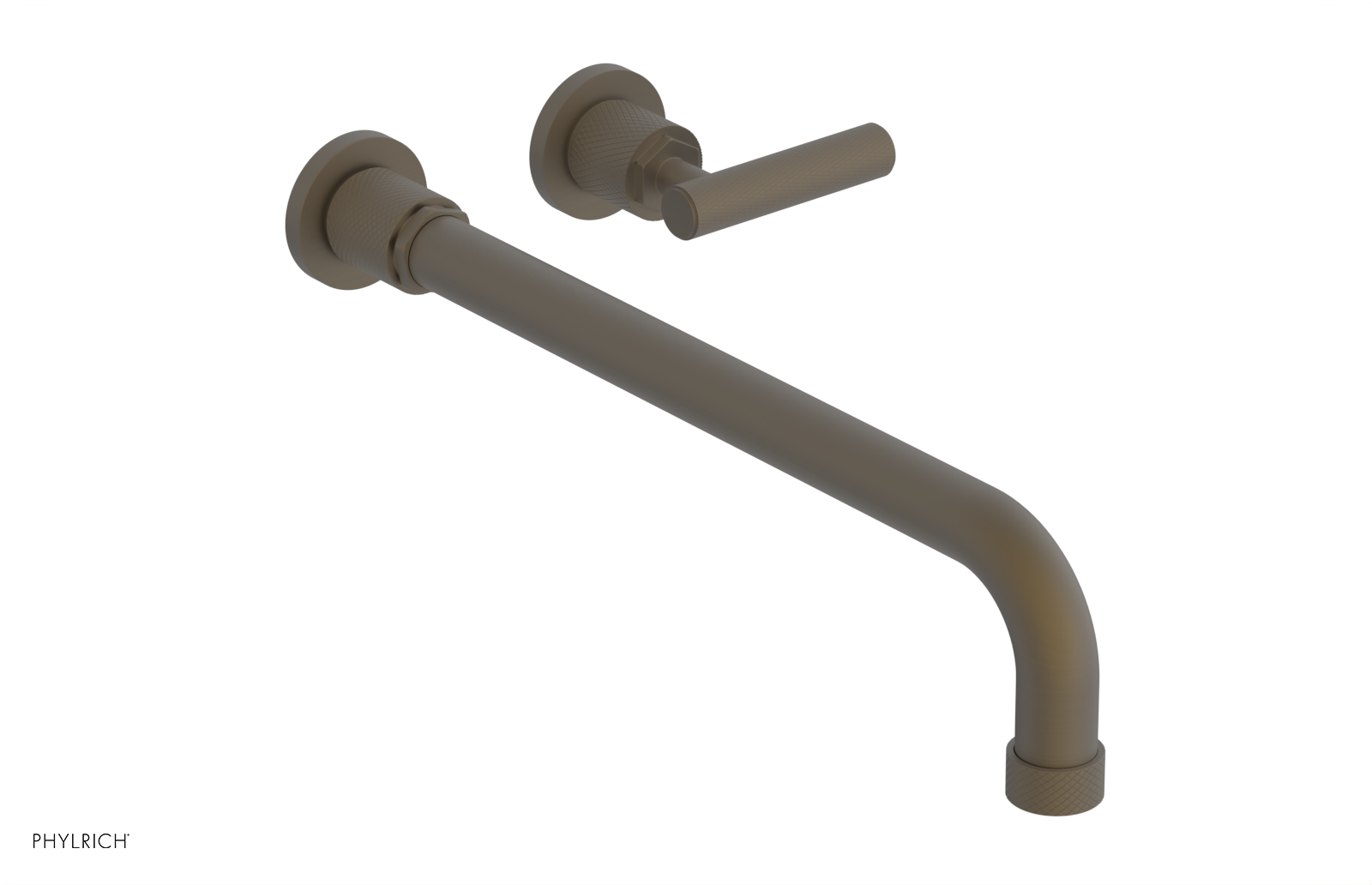 Phylrich Dustrie Knurled 14" Spout Single Handle Wall Lavatory Set