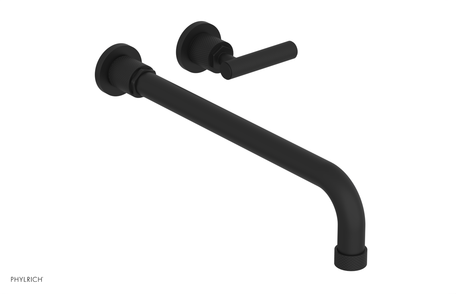 Phylrich Dustrie Knurled 14" Spout Single Handle Wall Lavatory Set by Phylrich