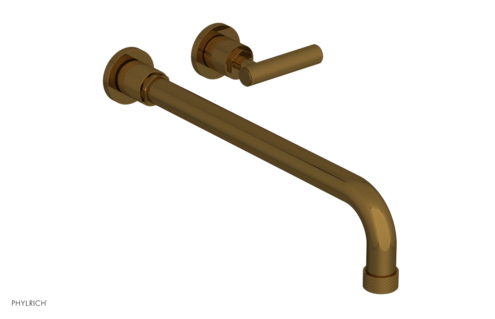 Phylrich Dustrie Knurled 14" Spout Single Handle Wall Lavatory Set