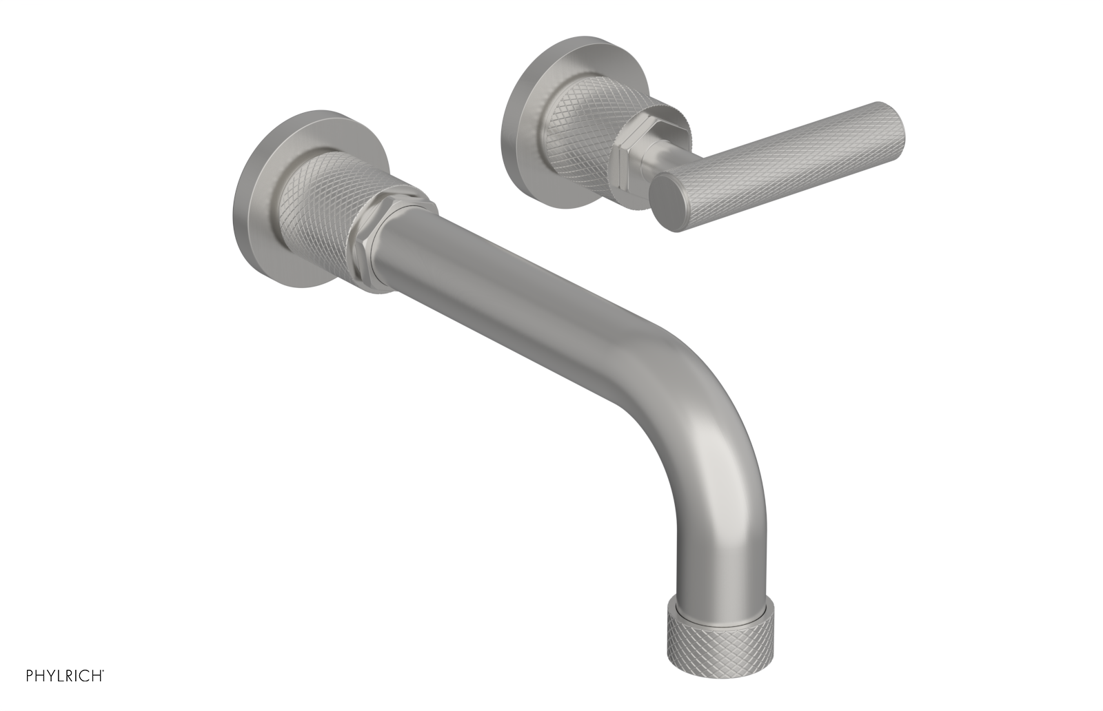 Phylrich Dustrie Knurled 7 5/8" Spout Single Handle Wall Lavatory Set by Phylrich