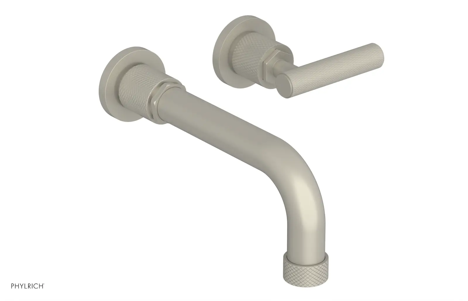 Phylrich Dustrie Knurled 7 5/8" Spout Single Handle Wall Lavatory Set by Phylrich