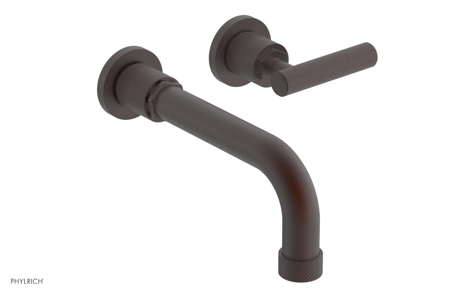 Phylrich Dustrie Knurled 7 5/8" Spout Single Handle Wall Lavatory Set by Phylrich