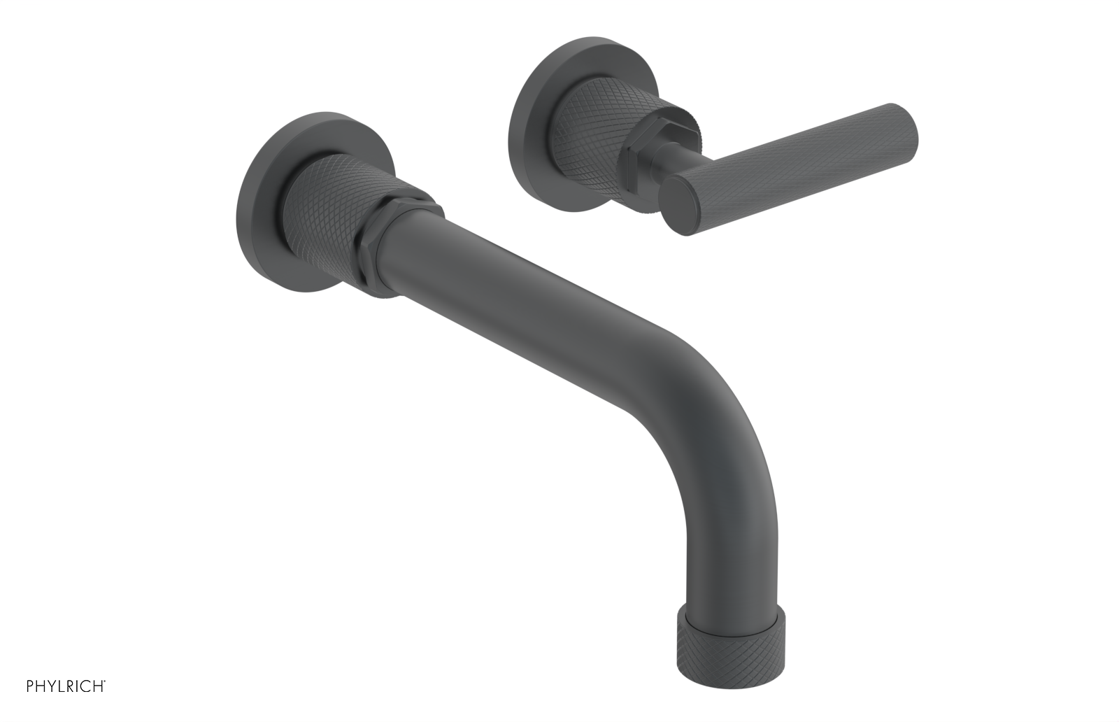 Phylrich Dustrie Knurled 7 5/8" Spout Single Handle Wall Lavatory Set by Phylrich