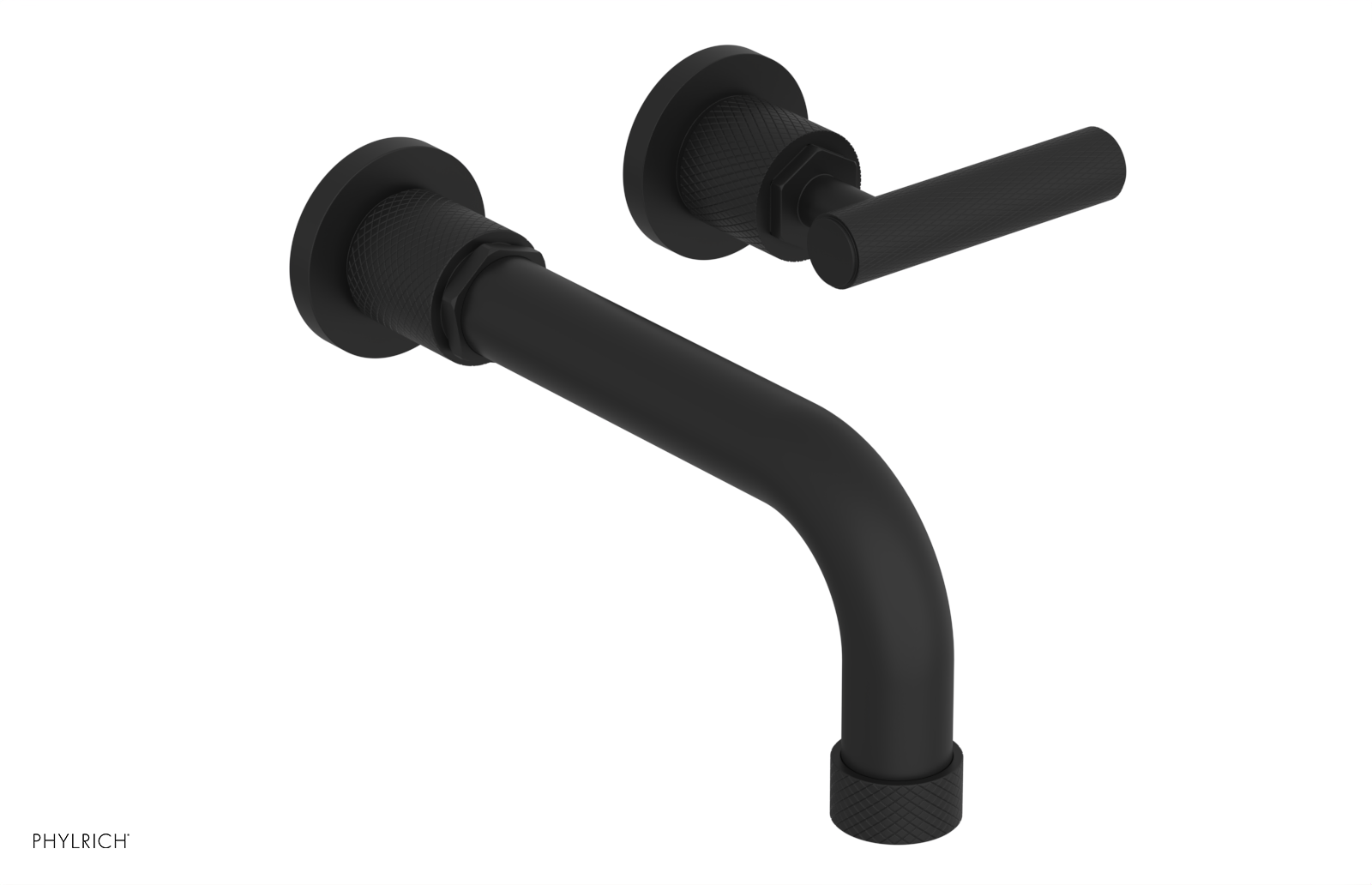 Phylrich Dustrie Knurled 7 5/8" Spout Single Handle Wall Lavatory Set by Phylrich