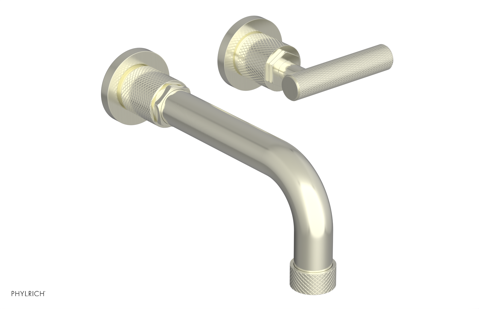 Phylrich Dustrie Knurled 7 5/8" Spout Single Handle Wall Lavatory Set by Phylrich
