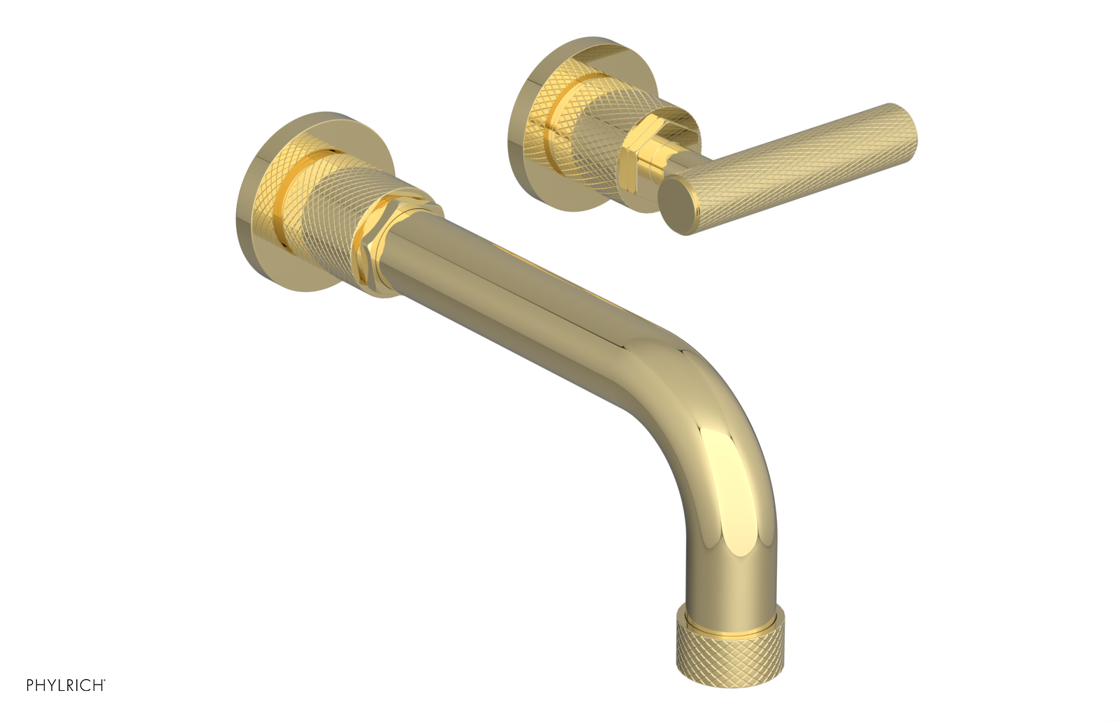 Phylrich Dustrie Knurled 7 5/8" Spout Single Handle Wall Lavatory Set by Phylrich