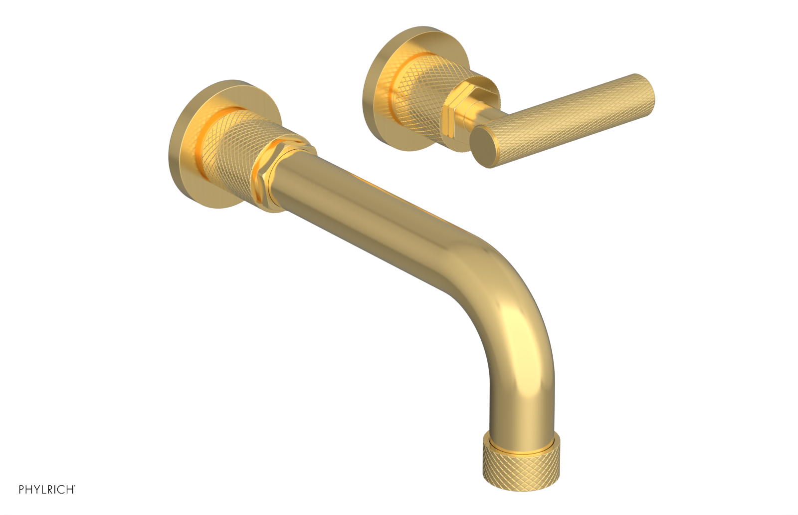 Phylrich Dustrie Knurled 7 5/8" Spout Single Handle Wall Lavatory Set by Phylrich