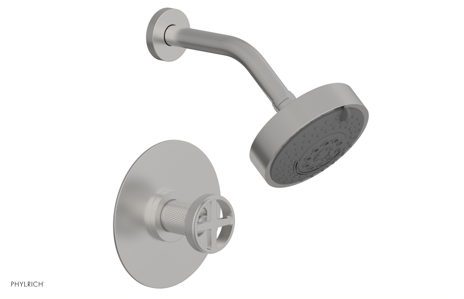 Phylrich Dustrie Knurled Pressure Balance Shower Set with Cross Handle