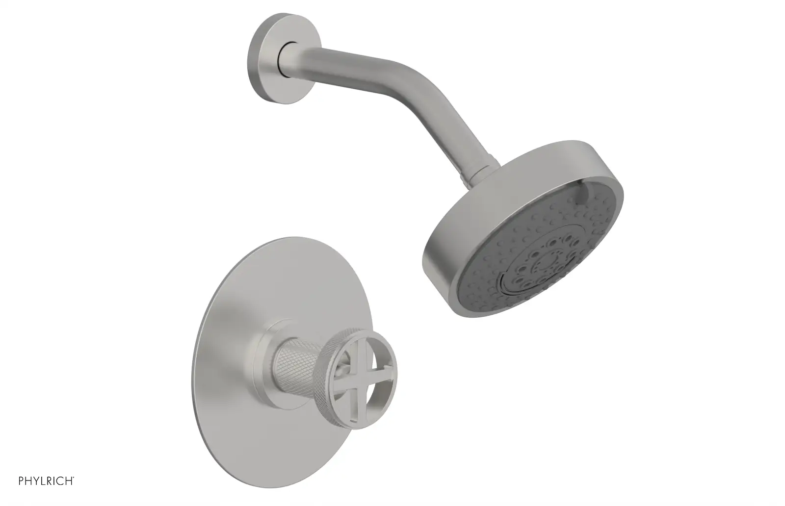 Phylrich Dustrie Knurled Pressure Balance Shower Set with Cross Handle by Phylrich