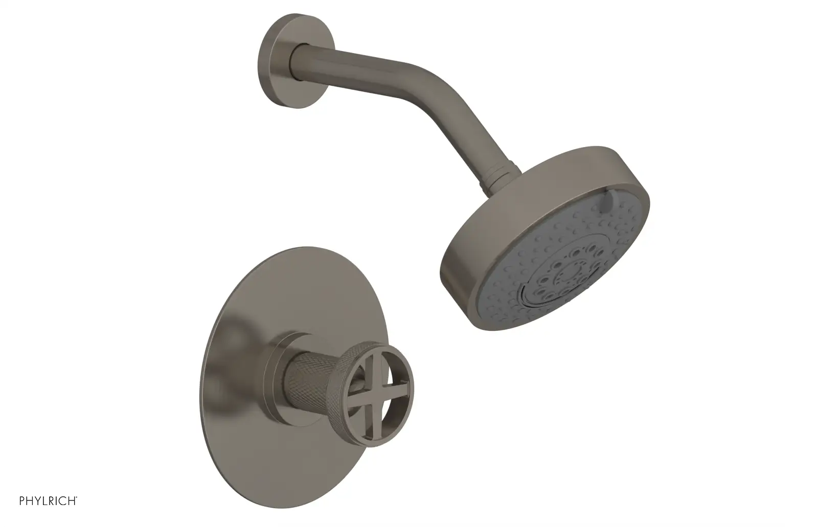 Phylrich Dustrie Knurled Pressure Balance Shower Set with Cross Handle by Phylrich