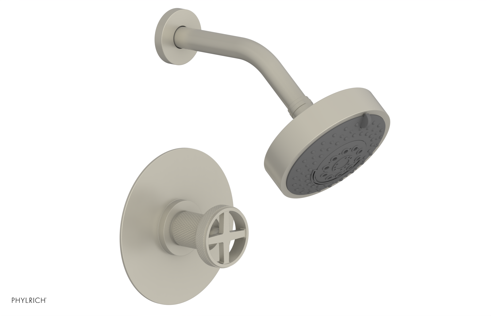 Phylrich Dustrie Knurled Pressure Balance Shower Set with Cross Handle