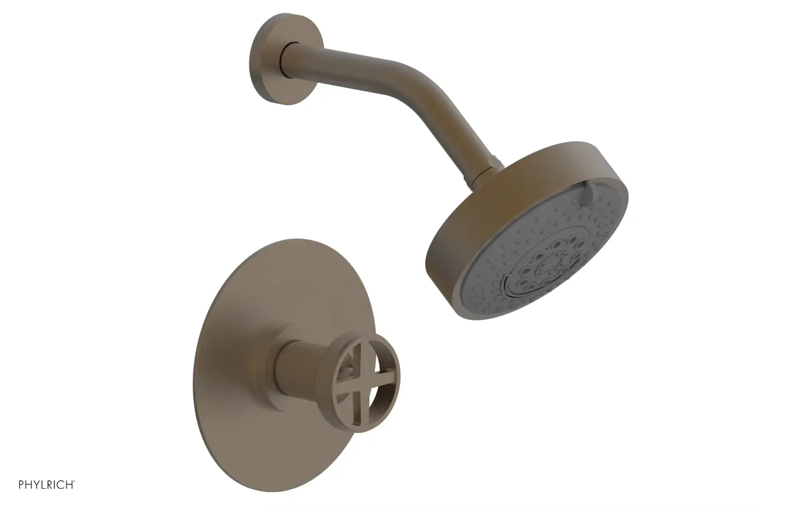 Phylrich Dustrie Knurled Pressure Balance Shower Set with Cross Handle by Phylrich