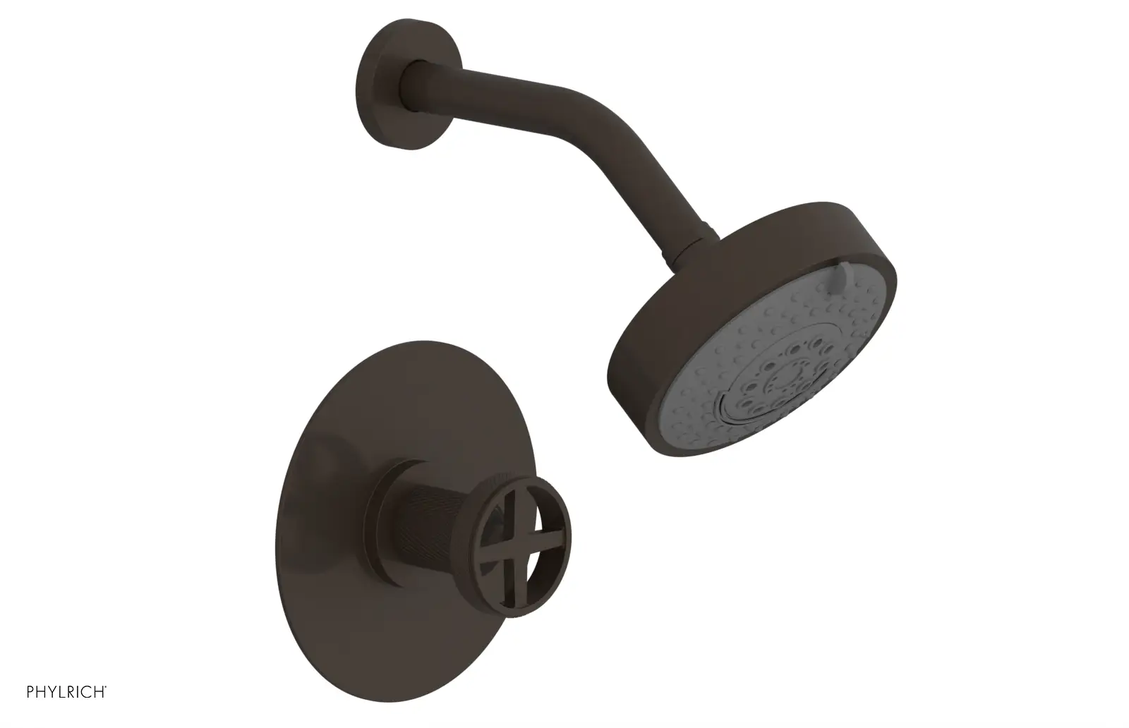 Phylrich Dustrie Knurled Pressure Balance Shower Set with Cross Handle by Phylrich